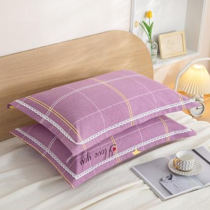 91家纺网 家纺一手货源 找家纺 （总）杜先生 2023新款全棉花边亚麻枕套一对