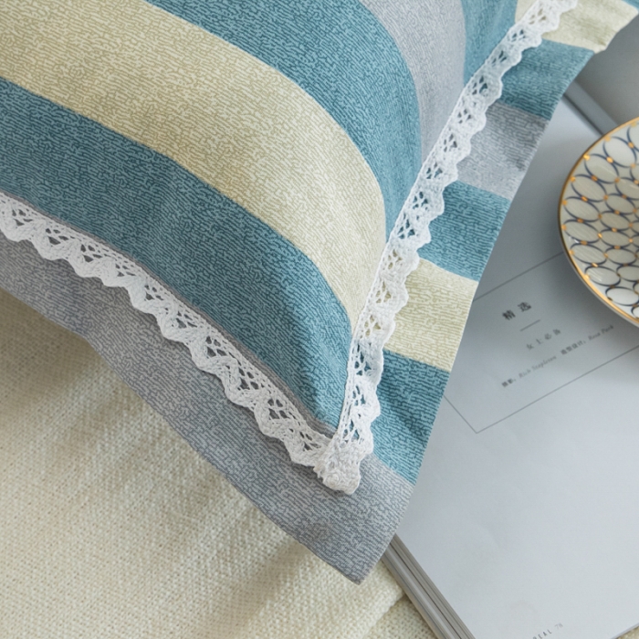 91家纺网 家纺一手货源 找家纺 （总）杜先生 2023新款全棉花边亚麻枕套一对