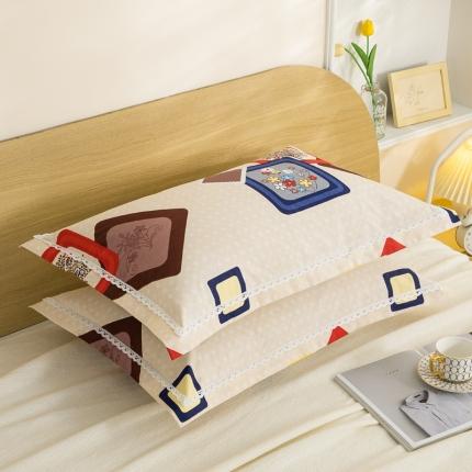 杜先生 2023新款全棉花边亚麻枕套一对 安逸