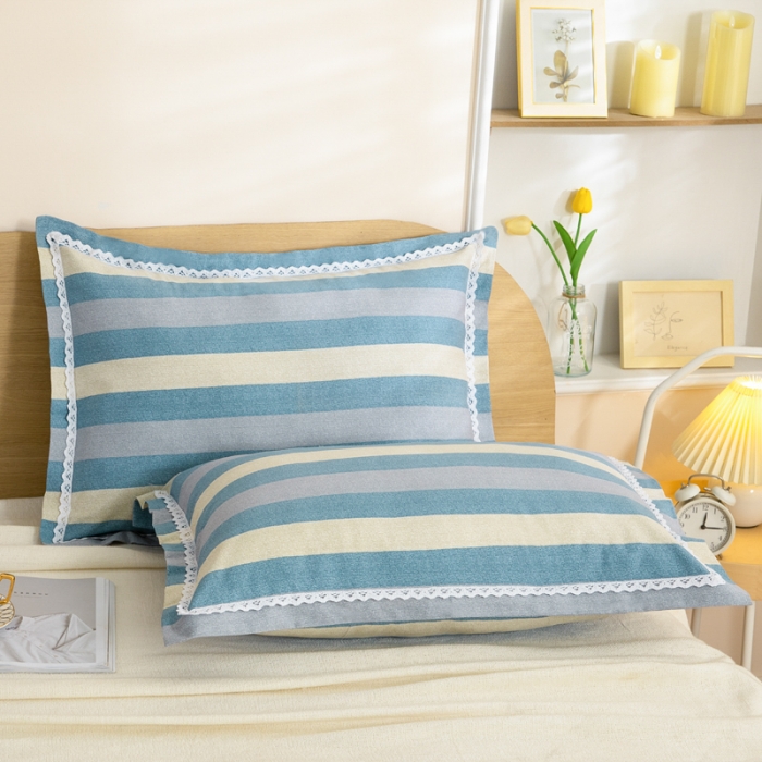 91家纺网 家纺一手货源 找家纺 杜先生 2023新款全棉花边亚麻枕套一对 都市生活