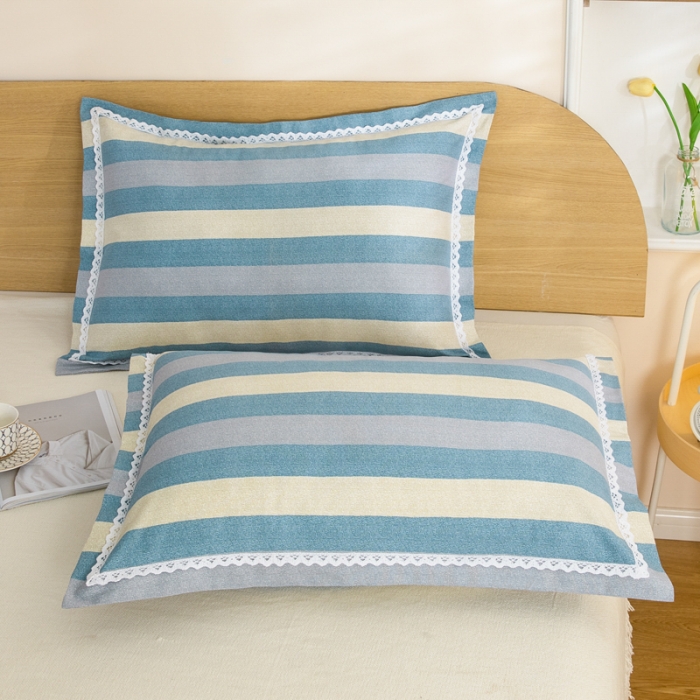 91家纺网 家纺一手货源 找家纺 杜先生 2023新款全棉花边亚麻枕套一对 都市生活