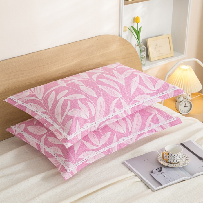 91家纺网 家纺一手货源 找家纺 杜先生 2023新款全棉花边亚麻枕套一对 花妃