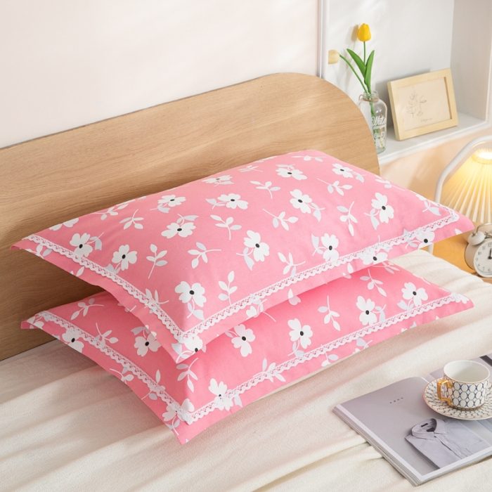 91家纺网 家纺一手货源 找家纺 杜先生 2023新款全棉花边亚麻枕套一对 花粉世家