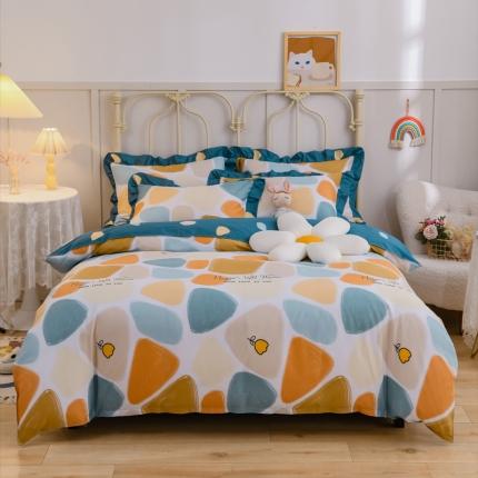 91家纺网 家纺一手货源 找家纺 （总）爱妮玖玖家纺 2022新款小蕾丝单层床笠四件套