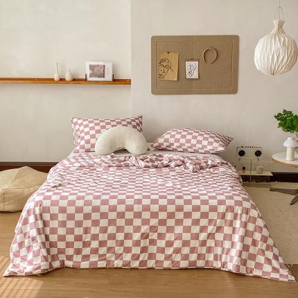 91家纺网 家纺一手货源 找家纺 寐眠 2022新款生态A类大豆针织棉夏被 棋盘格浅粉