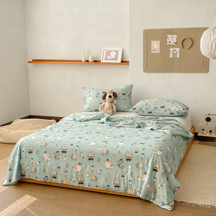 91家纺网 家纺一手货源 找家纺 寐眠 2022新款生态A类大豆针织棉夏被 动物乐园