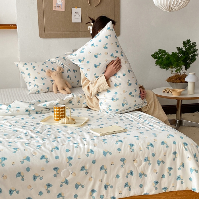 91家纺网 家纺一手货源 找家纺 寐眠 2022新款生态A类大豆针织棉夏被 快乐鸭