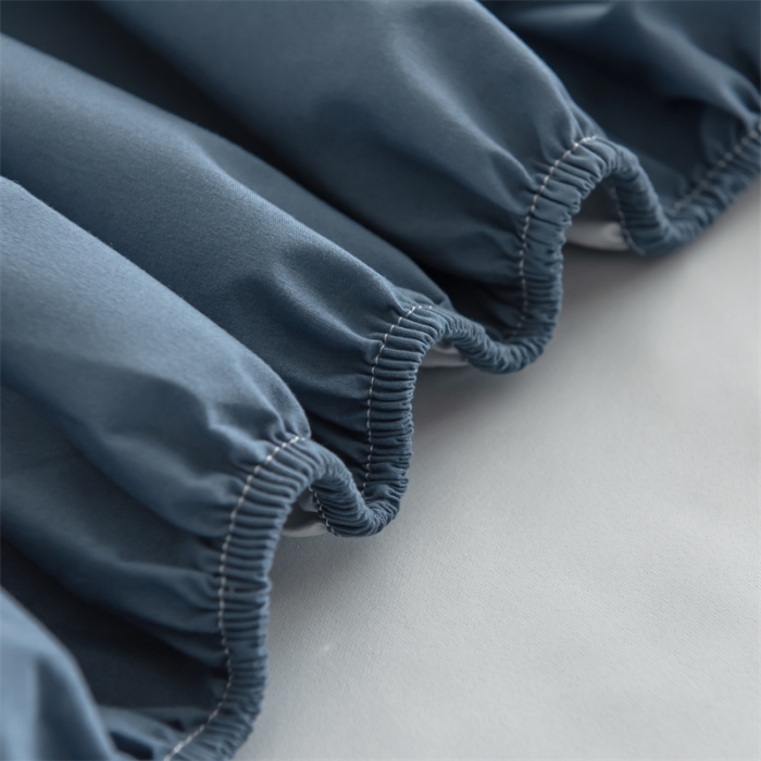 91家纺网 家纺一手货源 找家纺 雯豆 2022新款单层亲肤水洗棉纯色床笠 黛蓝