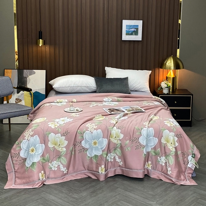 91家纺网 家纺一手货源 找家纺 娇逸家居 2022新款40天丝莫代尔镂空款夏凉被 花韵