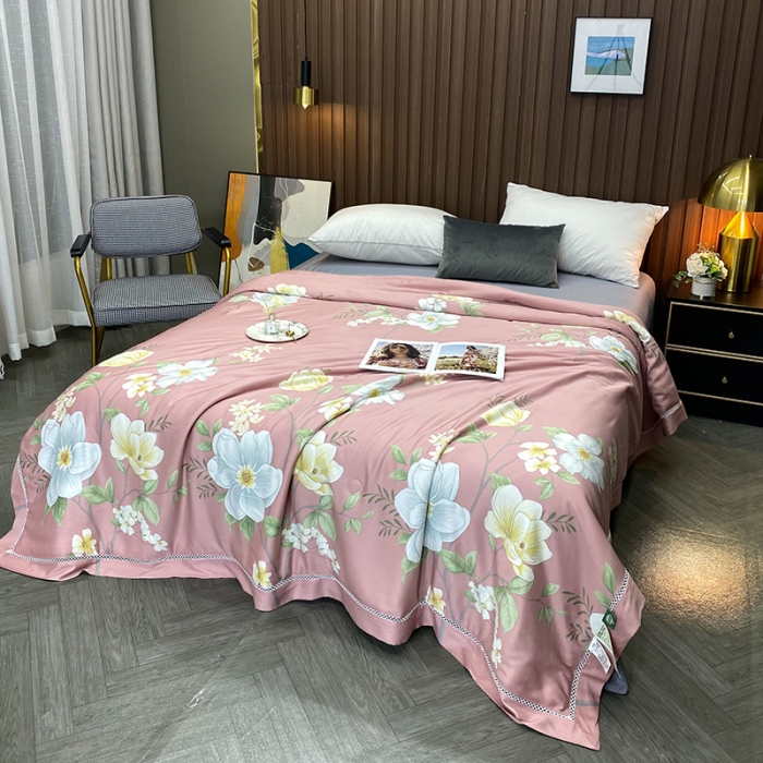 91家纺网 家纺一手货源 找家纺 娇逸家居 2022新款40天丝莫代尔镂空款夏凉被 花韵