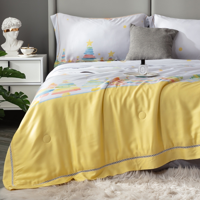 91家纺网 家纺一手货源 找家纺 娇逸家居 2022新款40天丝莫代尔镂空款夏凉被 快乐时光