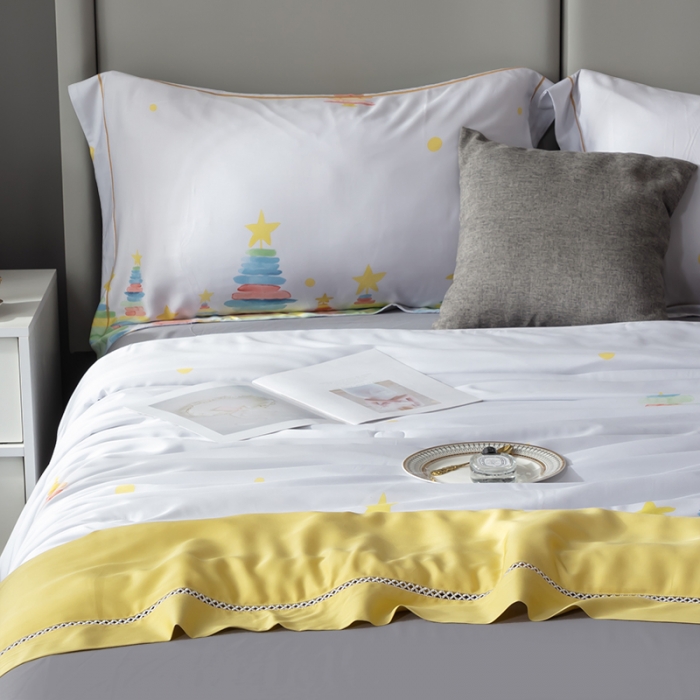 91家纺网 家纺一手货源 找家纺 娇逸家居 2022新款40天丝莫代尔镂空款夏凉被 快乐时光