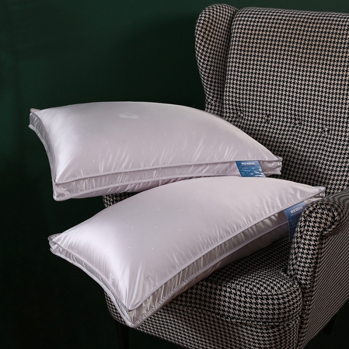 91家纺网 家纺一手货源 找家纺 2022奢享莫代尔提花仪征羽丝绒枕头成人护颈单人枕芯软枕