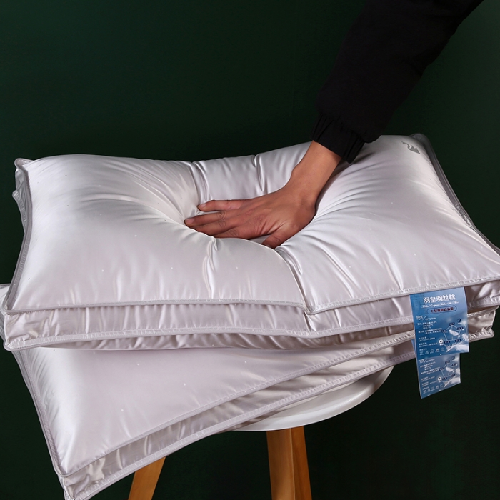 91家纺网 家纺一手货源 找家纺 2022奢享莫代尔提花仪征羽丝绒枕头成人护颈单人枕芯软枕