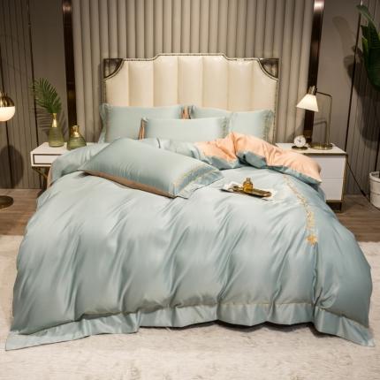 91家纺网 家纺一手货源 找家纺 （总）骏腾 2023水洗冰丝刺绣四件套水洗真丝三件套天丝床笠