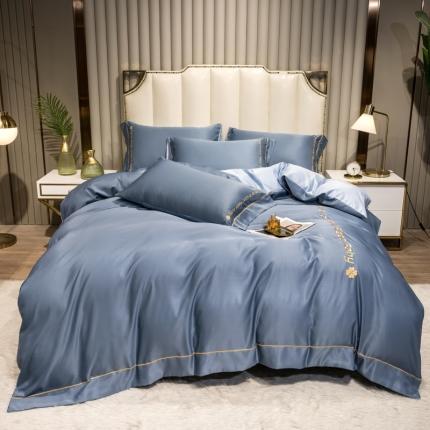 91家纺网 家纺一手货源 找家纺 （总）骏腾 2023水洗冰丝刺绣四件套水洗真丝三件套天丝床笠