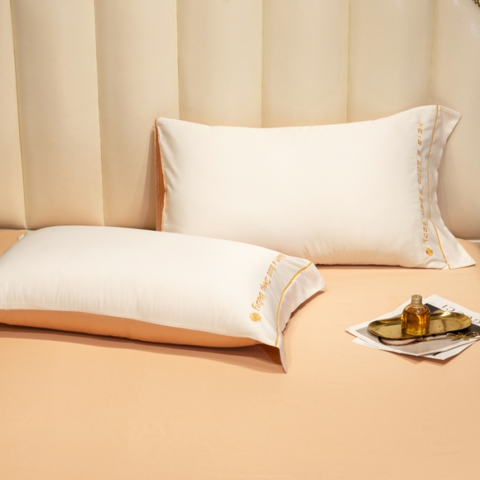 91家纺网 家纺一手货源 找家纺 骏腾2023新款水洗冰丝刺绣四件套真丝三件套-梦精灵 本白