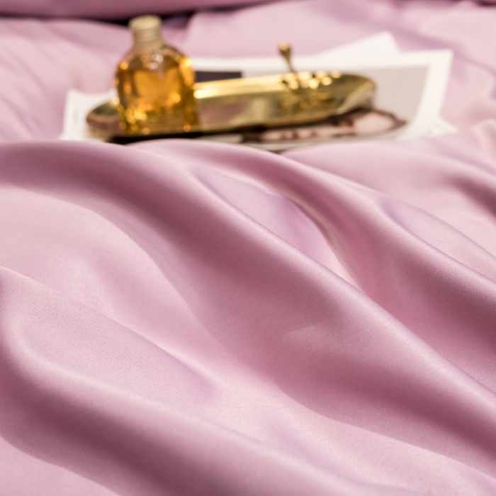 91家纺网 家纺一手货源 找家纺 骏腾2023新款水洗冰丝刺绣四件套真丝三件套-梦精灵 豆沙