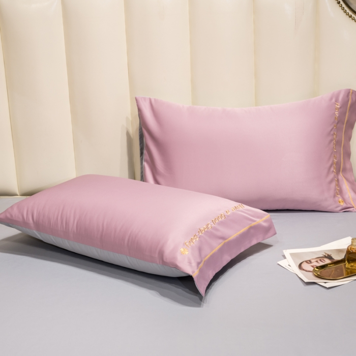 91家纺网 家纺一手货源 找家纺 骏腾2023新款水洗冰丝刺绣四件套真丝三件套-梦精灵 豆沙