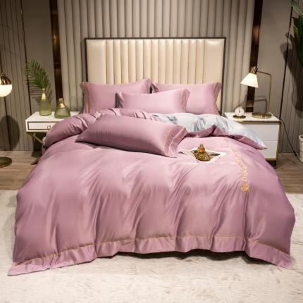 骏腾2023新款水洗冰丝刺绣四件套真丝三件套-梦精灵 豆沙