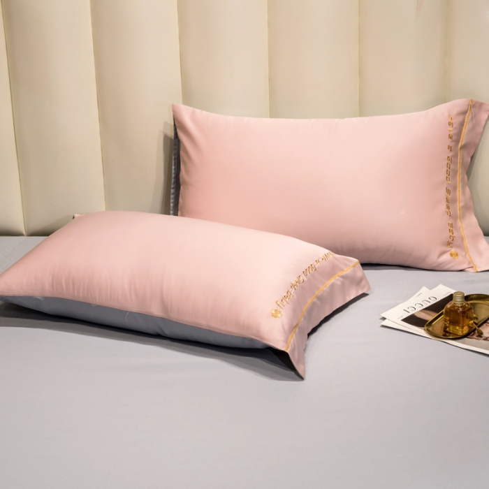 91家纺网 家纺一手货源 找家纺 骏腾2023新款水洗冰丝刺绣四件套真丝三件套-梦精灵 粉色