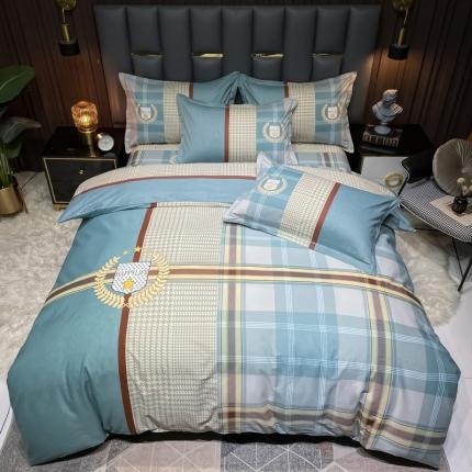 91家纺网 家纺一手货源 找家纺 （总）金爱家 2023新款全棉13372简约条格四件套