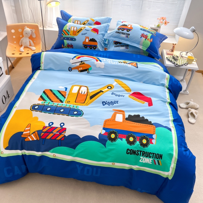 91家纺网 家纺一手货源 找家纺 金爱家 2023新款大版纯棉卡通四件套 城市男孩