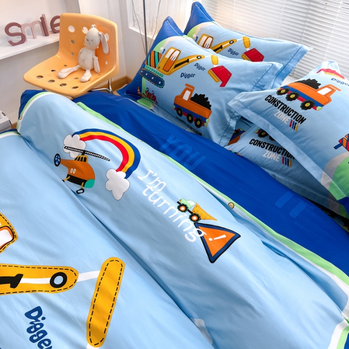 91家纺网 家纺一手货源 找家纺 金爱家 2023新款大版纯棉卡通四件套 城市男孩