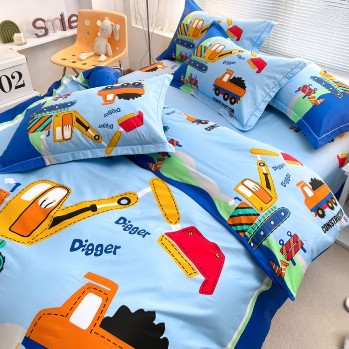 91家纺网 家纺一手货源 找家纺 金爱家 2023新款大版纯棉卡通四件套 城市男孩