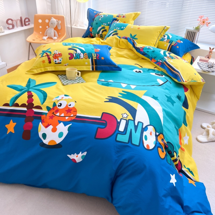 91家纺网 家纺一手货源 找家纺 金爱家 2023新款大版纯棉卡通四件套 幻彩世界