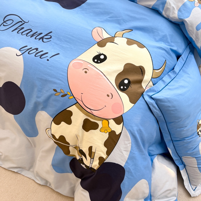 91家纺网 家纺一手货源 找家纺 金爱家 2023新款大版纯棉卡通四件套 牛牛