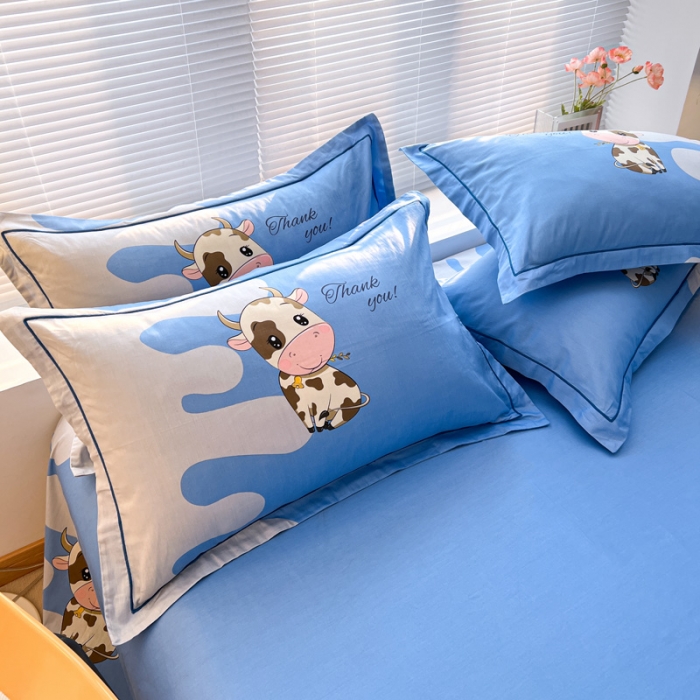 91家纺网 家纺一手货源 找家纺 金爱家 2023新款大版纯棉卡通四件套 牛牛