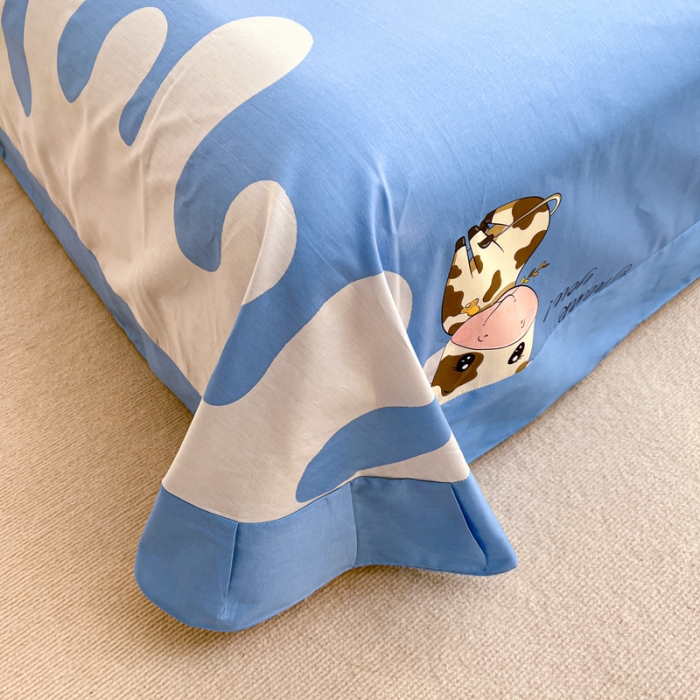 91家纺网 家纺一手货源 找家纺 金爱家 2023新款大版纯棉卡通四件套 牛牛