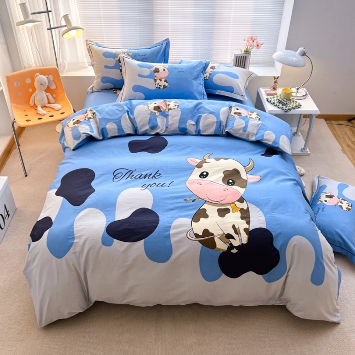 91家纺网 家纺一手货源 找家纺 金爱家 2023新款大版纯棉卡通四件套 牛牛