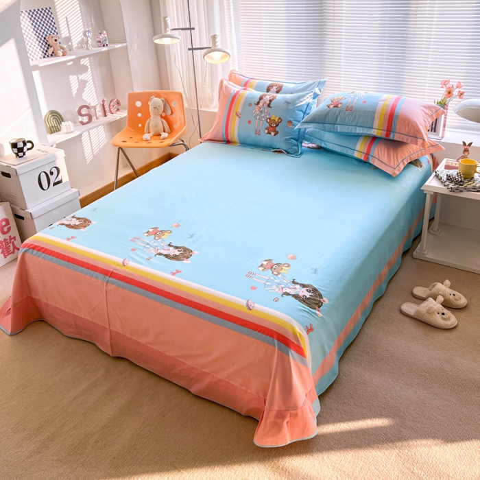 91家纺网 家纺一手货源 找家纺 金爱家 2023新款大版纯棉卡通四件套 少女梦