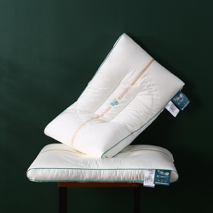 91家纺网 家纺一手货源 找家纺 2022新品刺绣氧颜蛋白SPA透气护颈椎枕芯安睡美容枕头