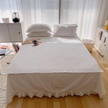 91家纺网 家纺一手货源 找家纺 六巷胡同 2022新款雪纺纱绗缝床盖三件套 本白