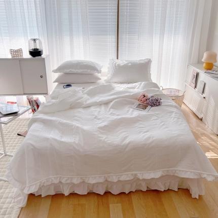 91家纺网 家纺一手货源 找家纺 六巷胡同 2022新款雪纺纱绗缝夏被三件套 本白