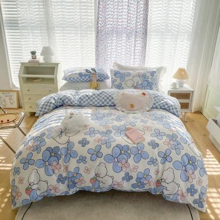 珺柔家纺 2022新款13372全棉印花四件套（三） 兰花熊