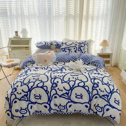 珺柔家纺 2022新款13372全棉印花四件套（三） 蓝精灵