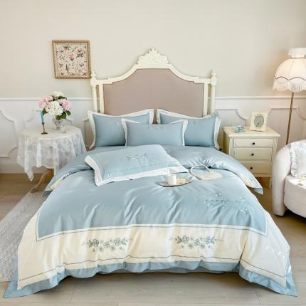 91家纺网 家纺一手货源 找家纺 （总）时亿 2022新款100支高密长绒棉绣花四件套