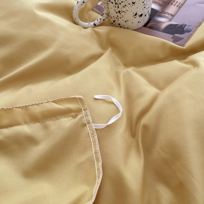 91家纺网 家纺一手货源 找家纺 曼谷家纺纯色简约刺绣四件套柔软磨毛床上用字母布丁奶茶