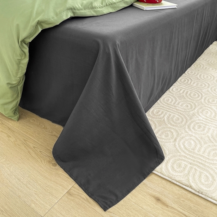 91家纺网 家纺一手货源 找家纺 曼谷家纺纯色简约刺绣四件套柔软磨毛床上用字母豆绿灰