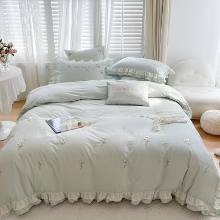 91家纺网 家纺一手货源 找家纺 （总）馨蕊 2022春夏新品全棉水洗棉高定系列四件套-百合