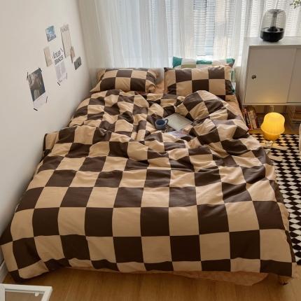 91家纺网 家纺一手货源 找家纺 XIWEN-希文家纺2022全棉棋盘格13372四件套维密