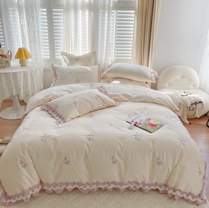 （总）馨蕊 2022春夏新品全棉水洗棉高定系列-桃溪-奶昔