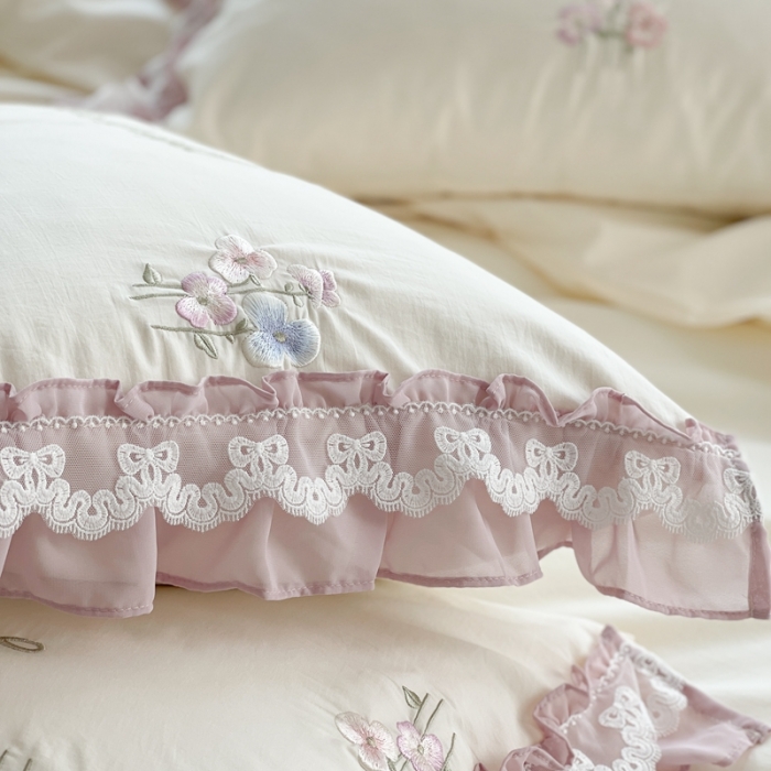 91家纺网 家纺一手货源 找家纺 （总）馨蕊 2022春夏新品全棉水洗棉高定系列-桃溪-奶昔