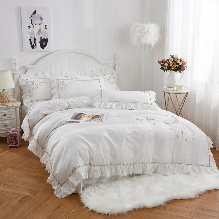 91家纺网 家纺一手货源 找家纺 （总）亲亲公主 新款全棉韩版公主风刺绣四件套