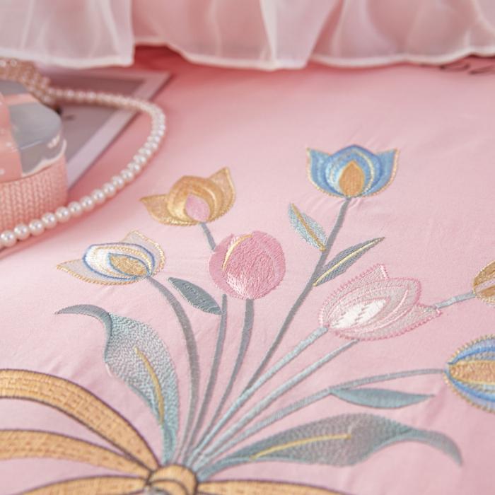 91家纺网 家纺一手货源 找家纺 （总）亲亲公主全棉绣花韩版公主风蕾丝四件套