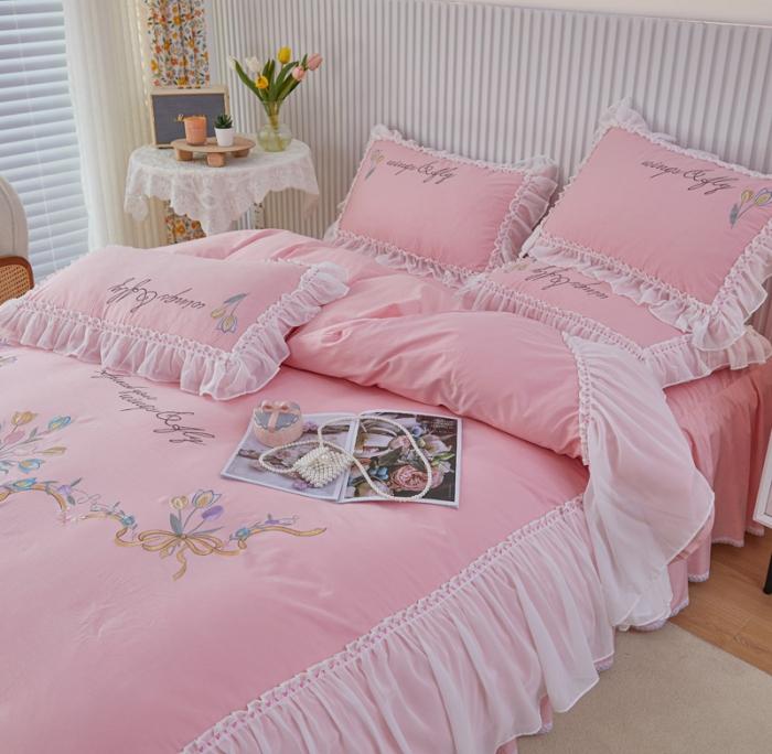 91家纺网 家纺一手货源 找家纺 （总）亲亲公主全棉绣花韩版公主风蕾丝四件套